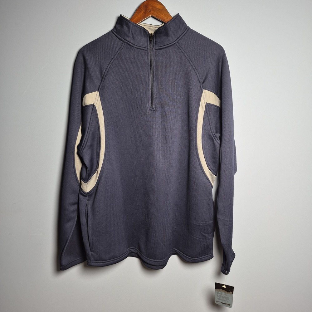 Russell Athletic Mens Dri-Power 1/4 Zip Pullover Navy Steel Gray 5VAXTMO Large